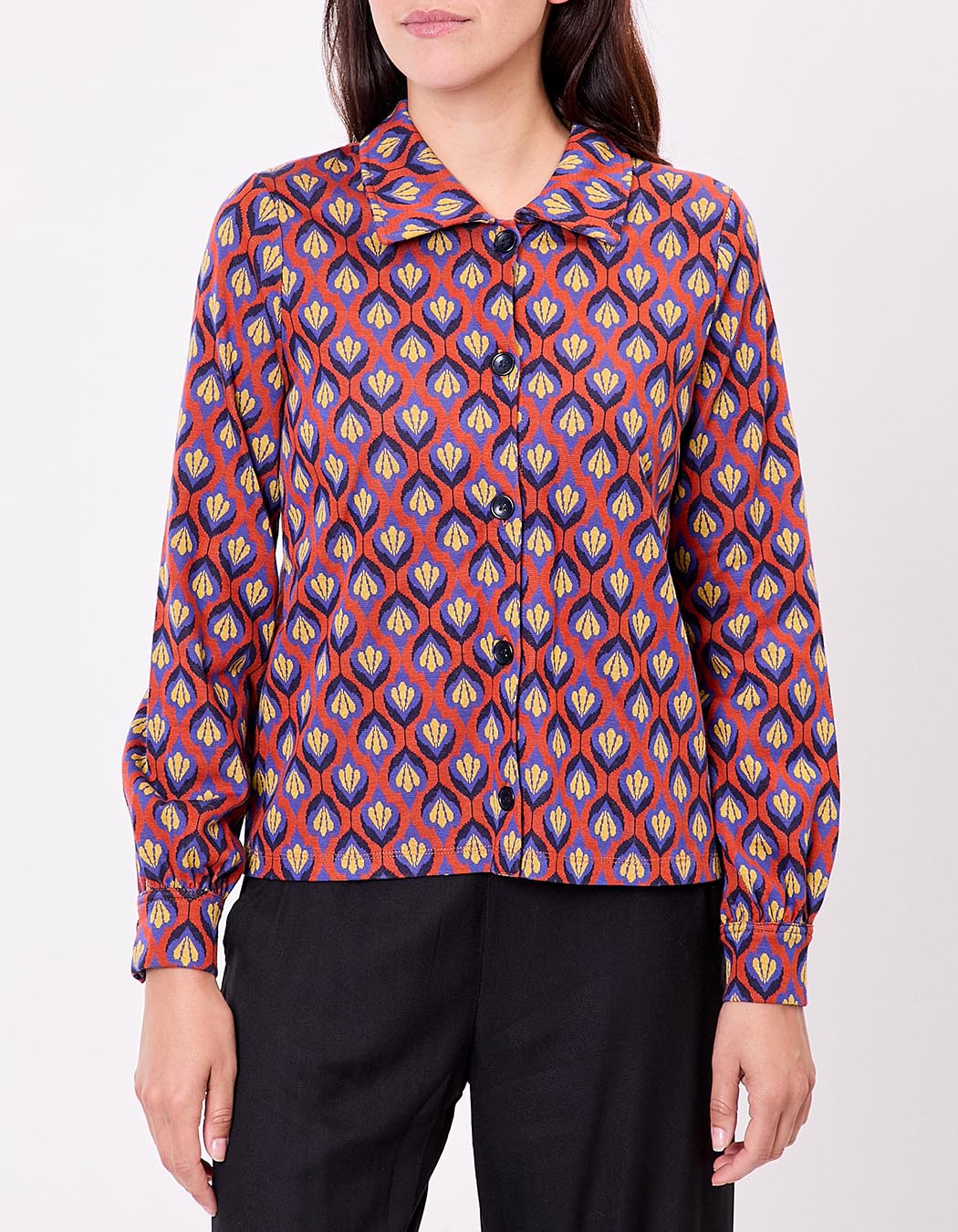 Organic jacquard knit short jacket femme Princesse Nomade