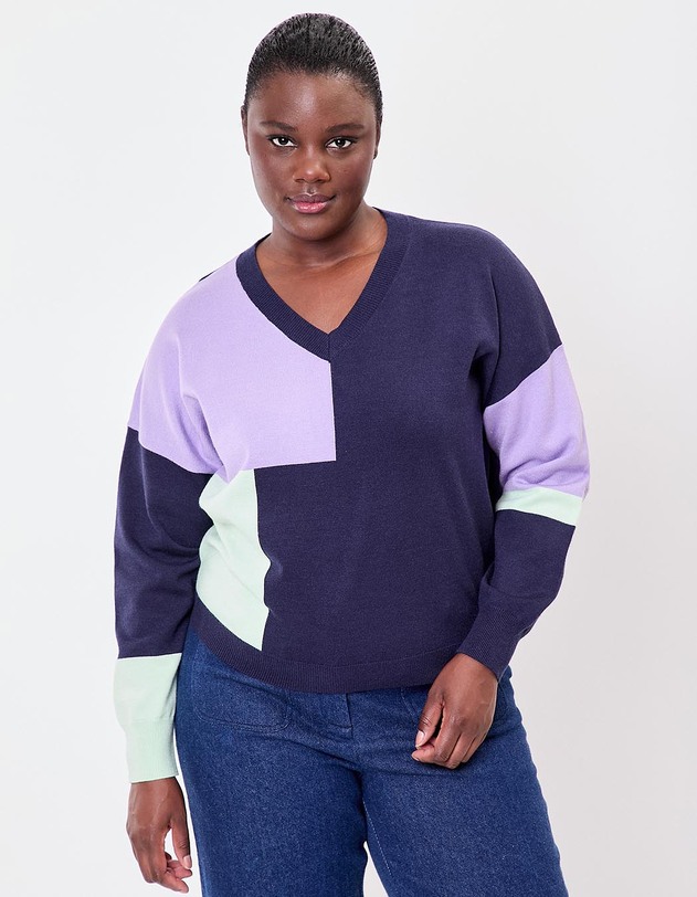 Patchwork knit sweater femme La Fianc&eacute;e