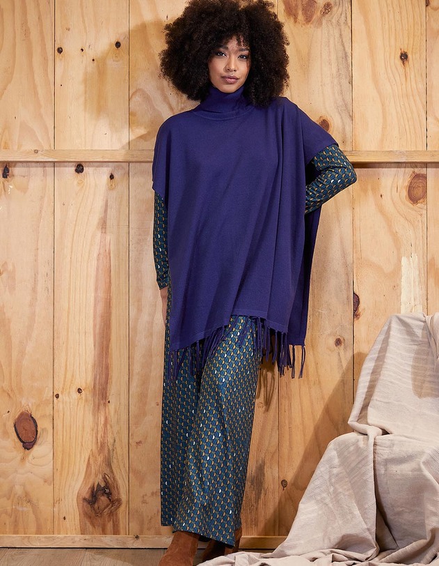 Knit turtleneck poncho femme La Fianc&eacute;e