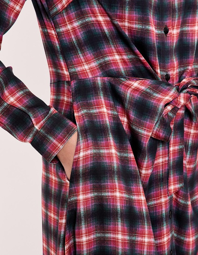 Tie-front fluid midi shirt dress femme La Fianc&eacute;e