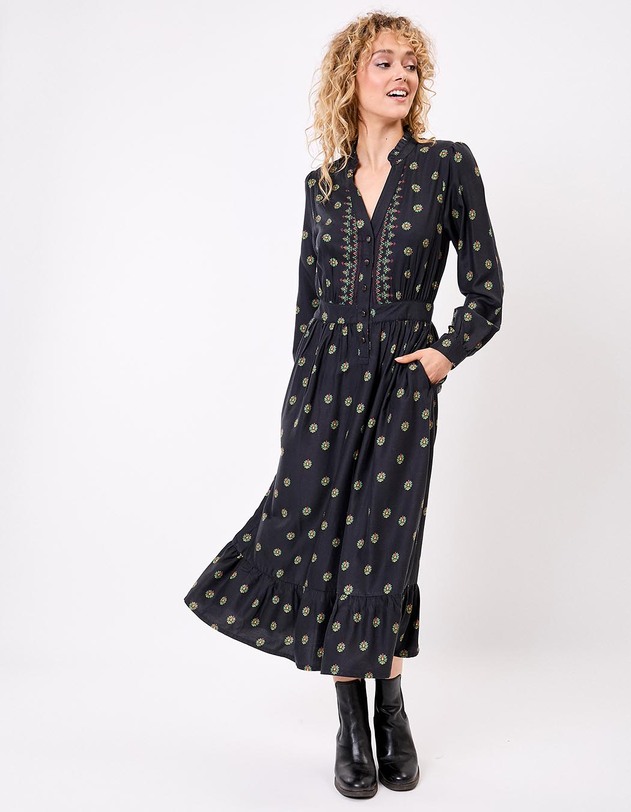 Fluid midi ruffled dress femme La Fianc&eacute;e