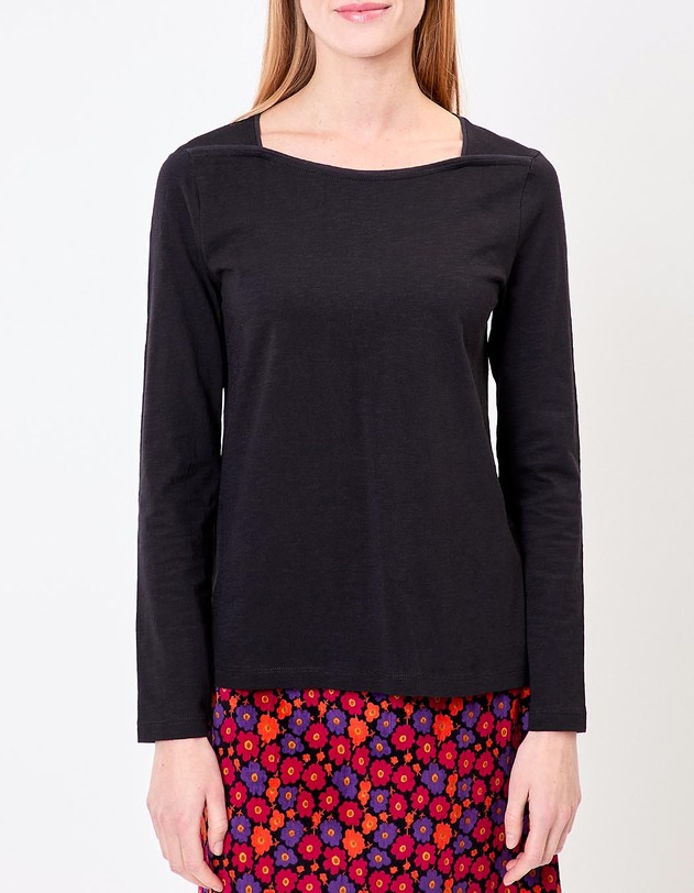 Plain organic cotton boat neck T-shirt femme La Fianc&eacute;e