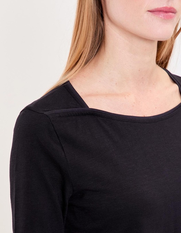 Plain organic cotton boat neck T-shirt femme La Fianc&eacute;e