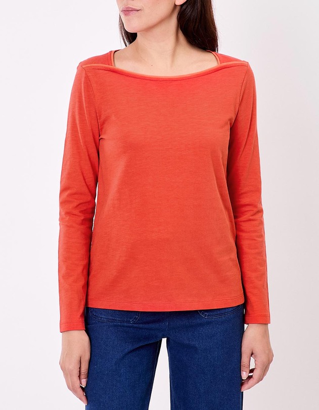 Plain organic cotton boat neck T-shirt femme La Fianc&eacute;e
