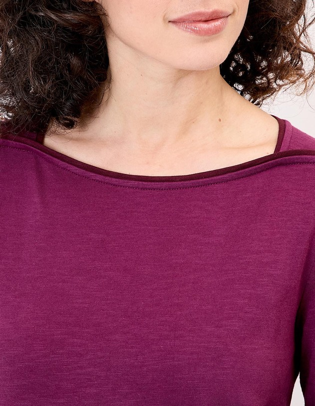 Plain organic cotton boat neck T-shirt femme La Fianc&eacute;e