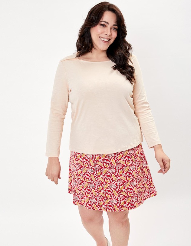 Plain organic cotton boat neck T-shirt femme La Fianc&eacute;e