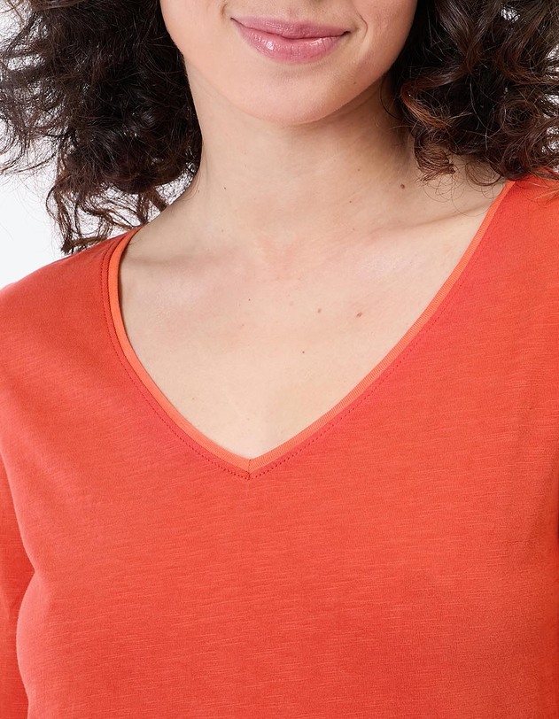Plain organic cotton V-neck T-shirt femme La Fianc&eacute;e