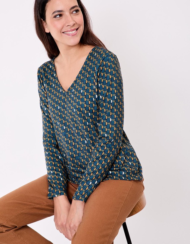 Fluid knit V-neck T-shirt femme La Fianc&eacute;e