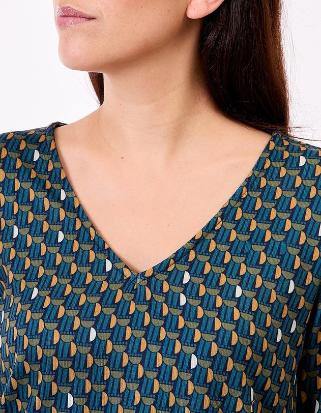 Fluid knit V-neck T-shirt femme La Fianc&eacute;e