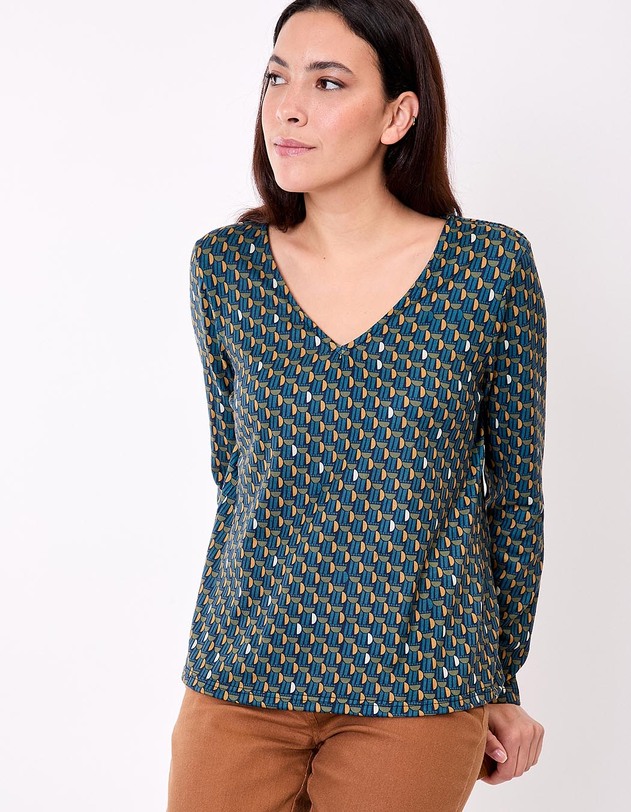 Fluid knit V-neck T-shirt femme La Fianc&eacute;e