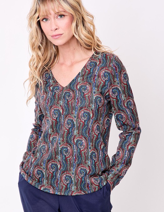 Fluid knit V-neck T-shirt femme La Fianc&eacute;e