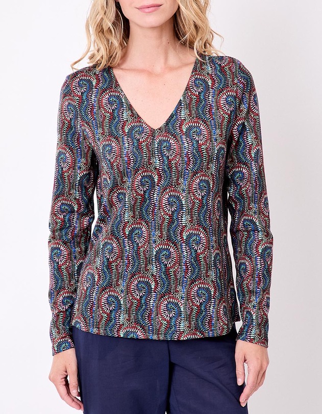 Fluid knit V-neck T-shirt femme La Fianc&eacute;e