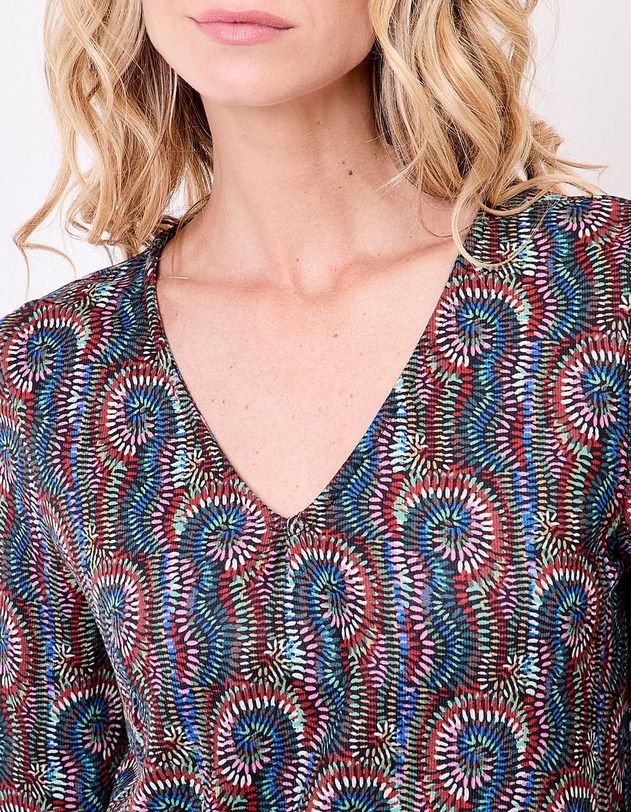 Fluid knit V-neck T-shirt femme La Fianc&eacute;e