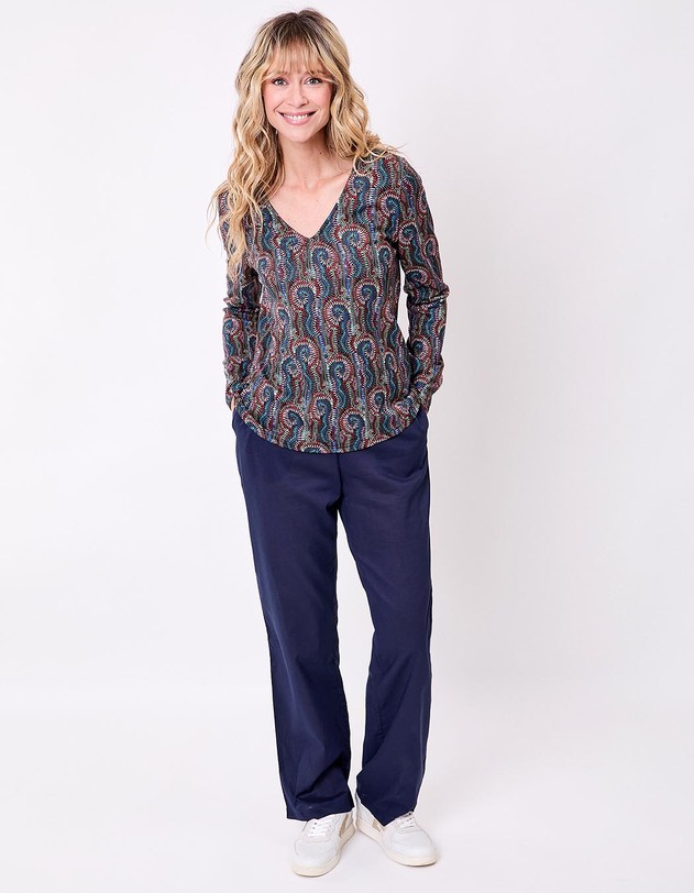 Fluid knit V-neck T-shirt femme La Fianc&eacute;e