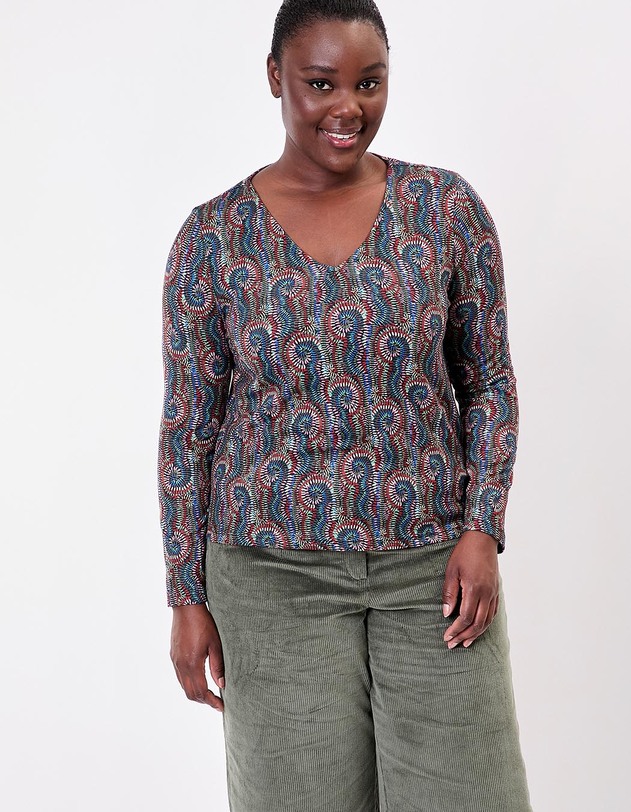 Fluid knit V-neck T-shirt femme La Fianc&eacute;e