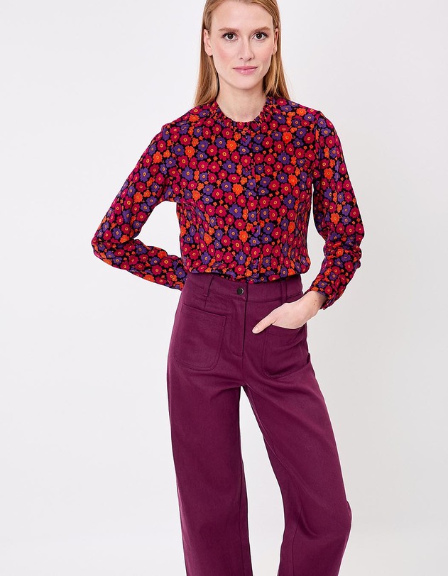 Corduroy shirt with round neck femme Princesse Nomade