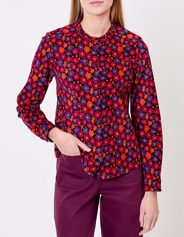 Corduroy shirt with round neck femme Princesse Nomade