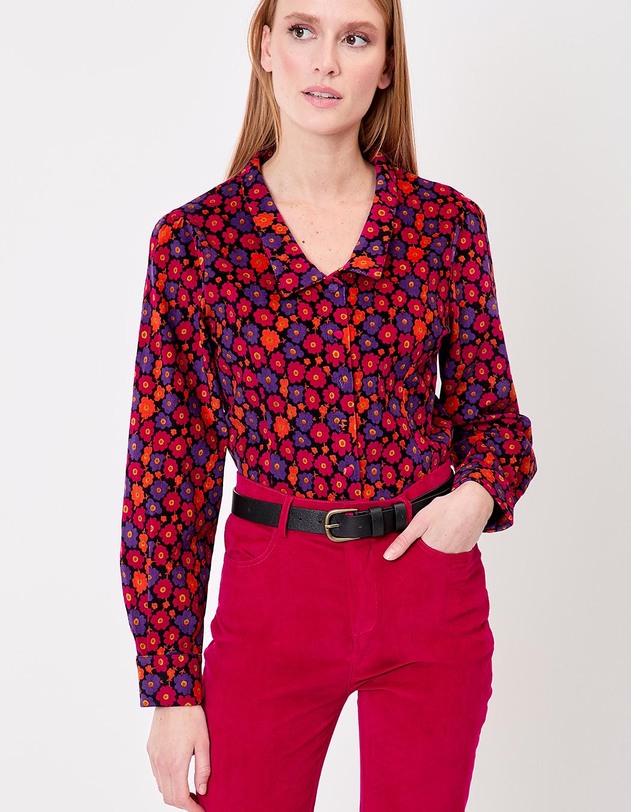 Corduroy blouse with V-neck femme Princesse Nomade