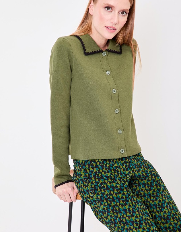 Plain thick cotton cardigan jacket femme Princesse Nomade