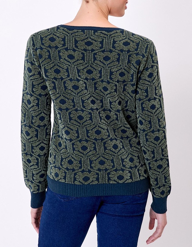 Jacquard knit V-neck sweater femme Princesse Nomade