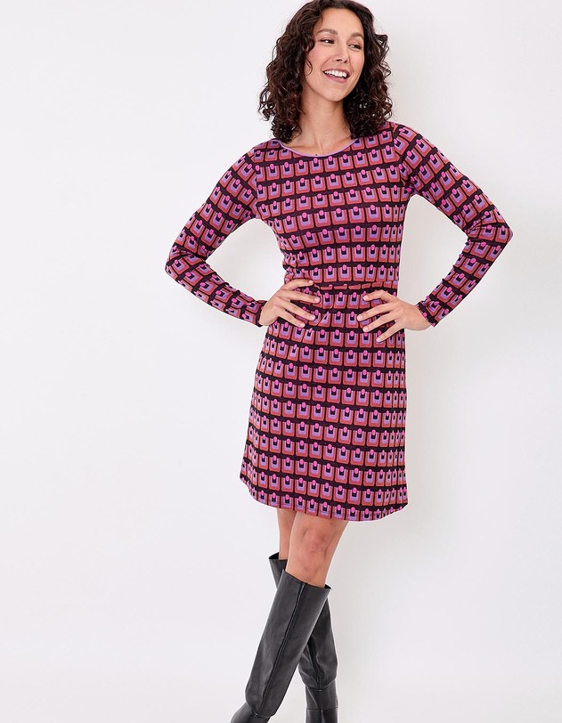 Organic jacquard knit fitted dress femme Princesse Nomade