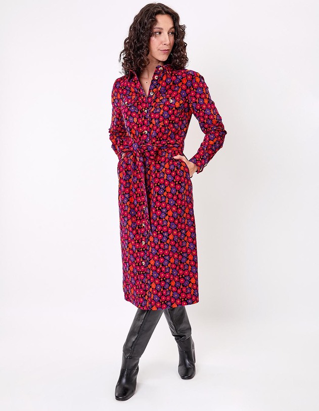 Corduroy shirt midi dress femme Princesse Nomade