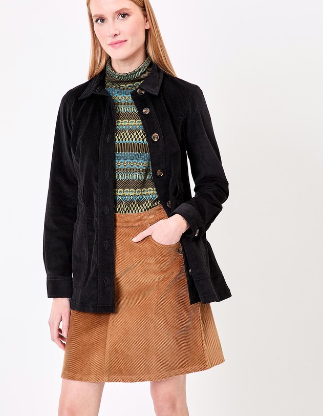 Belted mid-length corduroy jacket femme Princesse Nomade
