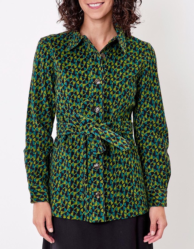 Belted mid-length corduroy jacket femme Princesse Nomade