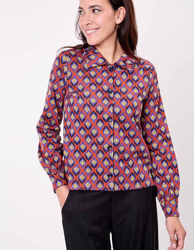 Organic jacquard knit short jacket femme Princesse Nomade