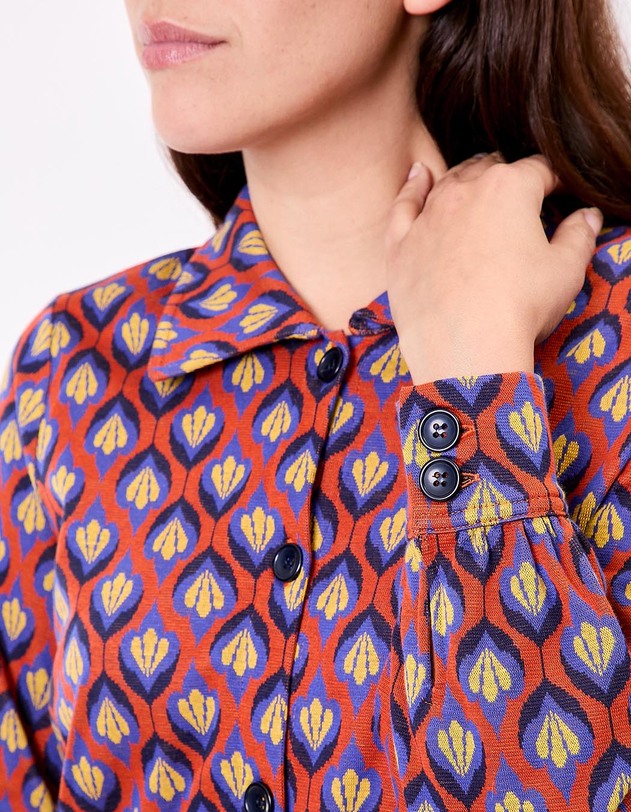 Organic jacquard knit short jacket femme Princesse Nomade