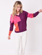 Patchwork knit sweater femme La Fiancée