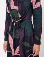 Tie-front fluid midi shirt dress femme La Fiancée