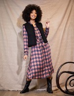 Tie-front fluid midi shirt dress femme La Fiancée