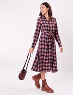 Tie-front fluid midi shirt dress femme La Fiancée