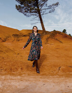 Tie-front fluid midi shirt dress femme La Fiancée