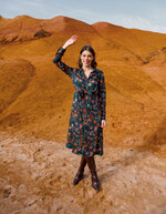 Tie-front fluid midi shirt dress femme La Fiancée