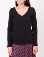Plain organic cotton V-neck T-shirt femme La Fiancée