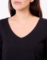 Plain organic cotton V-neck T-shirt femme La Fiancée