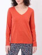 Plain organic cotton V-neck T-shirt femme La Fiancée
