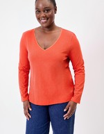 Plain organic cotton V-neck T-shirt femme La Fiancée