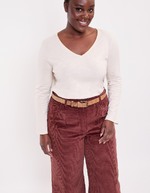 Plain organic cotton V-neck T-shirt femme La Fiancée