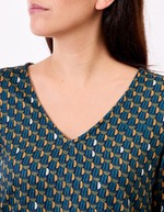Fluid knit V-neck T-shirt femme La Fianc&eacute;e