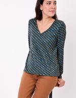 Fluid knit V-neck T-shirt femme La Fianc&eacute;e