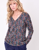 Fluid knit V-neck T-shirt femme La Fiancée