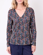 Fluid knit V-neck T-shirt femme La Fiancée