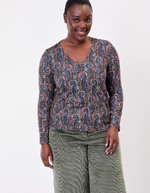 Fluid knit V-neck T-shirt femme La Fiancée