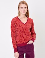 Jacquard knit V-neck sweater femme Princesse Nomade