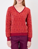 Jacquard knit V-neck sweater femme Princesse Nomade