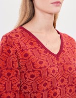 Jacquard knit V-neck sweater femme Princesse Nomade