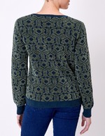 Jacquard knit V-neck sweater femme Princesse Nomade